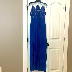 Blue Sleeveless Halter Maxi Dress
